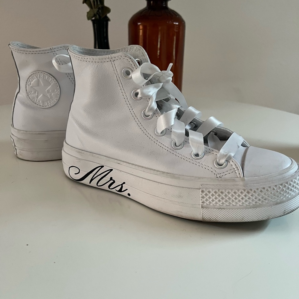 Custom Mrs Chuck Taylor All Star Lift Platform Wedding high top sneaker - Picture 2 of 8
